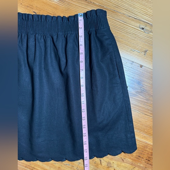 NWT J. Crew Women Scalloped Hem Sidewalk Linen Cotton Skirt Elastic band Blck 00 - Picture 5 of 10